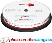 Primeon BD-R 25 GB Full-Printable Glossy 10x Speed Cakebox 10 Stuks