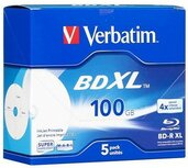 Verbatim BD-R XL Printable 100 GB 4x Speed In Jewelcase 5 Stuks