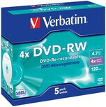 Verbatim DVD-RW 4.7 GB Matt Silver in jewel case 5 Stuks