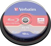 Verbatim BD-RE 25 GB 2x Speed in Cakebox 10 Stuks