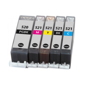 Canon pixma Compatible inkt cartridges CLI-521 / PGI-520 set MET CHIP! 