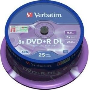 Verbatim DVD+R DL 8.5 GB Matt Silver 25 stuks