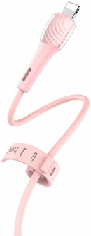 Hoco X49 Apple Lightning Kabel 2.4 Amp&egrave;re Met Strip 1 Meter Roze