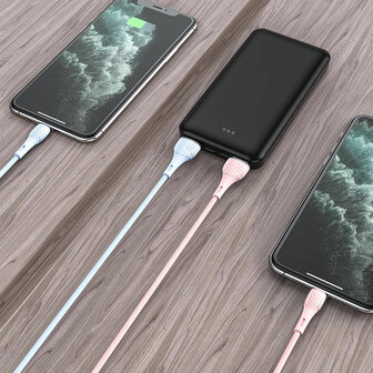 Hoco X49 Apple Lightning Kabel 2.4 Amp&egrave;re Met Strip 1 Meter Roze