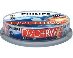 Philips DVD+RW 4.7 GB 10 stuks