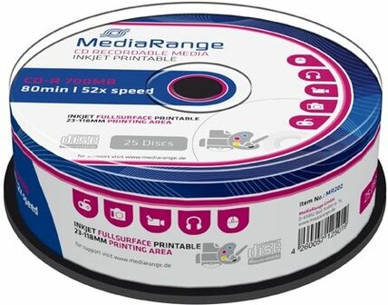 MediaRange CD-R 700 MB Inkjet Printable 25 stuks