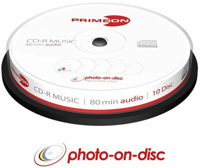 Primeon Music CD-R 80 minuten Inkjet Printable 10 stuks