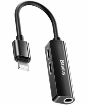 Baseus L52 Adapter Lightning naar 2x Lightning en 3.5mm Jack Splitter