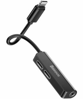 Baseus L52 Adapter Lightning naar 2x Lightning en 3.5mm Jack Splitter