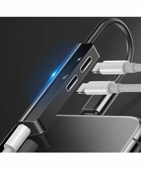 Baseus L52 Adapter Lightning naar 2x Lightning en 3.5mm Jack Splitter