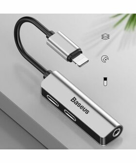 Baseus L52 Adapter Lightning naar 2x Lightning en 3.5mm Jack Splitter