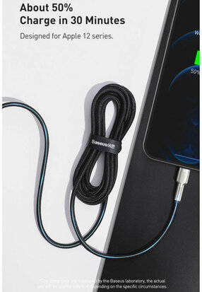 Baseus Cafule Series USB-C naar Apple Lightning Kabel 20W 25cm Zwart