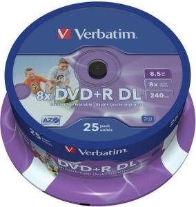 Verbatim DVD+R DL 8.5 GB Inkjet Printable 25 stuks